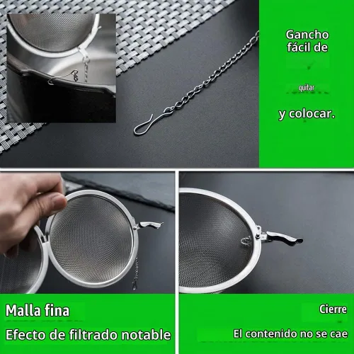 Vista 3 de Tea Steeper, 2 unidades de infusor de té de malla, filtro de té de alta calidad, difusor de intervalo de té con gancho de cadena extendido