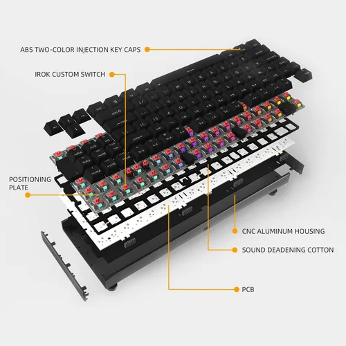 Vista 4 de IROK AL87Pro Aluminum CNC Frame, BluetoothUSB2.4G, Wireless RGB Mechanical Keyboard, 80% TKL Gaming Keyboard, Hot Swappable Switch Customizable