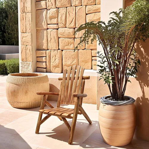 Vista 2 de Anraja Silla Adirondack de madera para exteriores, muebles de troncos de madera, porche, patio, exterior, asiento rústico, interior, césped, salón