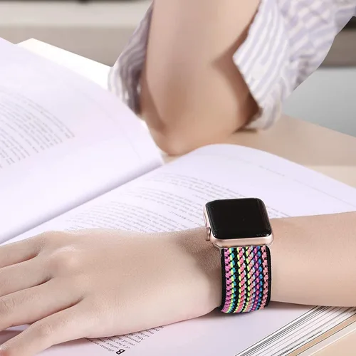 Vista 3 de Compatible con SOMTLERK A221, correa de repuesto ajustable de nailon elástico Lamshaw para hombres y mujeres, compatible con relojes inteligentes