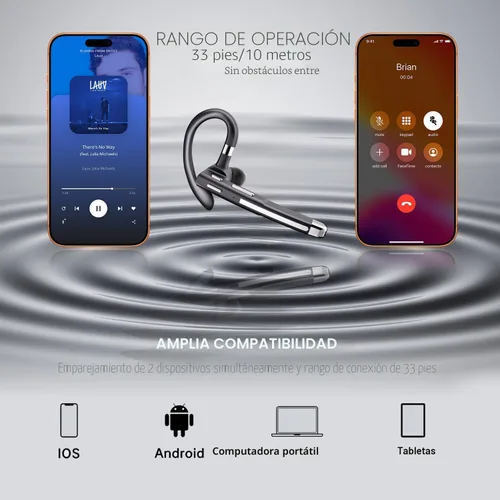 Vista 7 de Boytond Auriculares Bluetooth V6.1, auriculares inalámbricos de 100 horas de conversación con micrófono para trabajo, CVC8.0 con cancelación