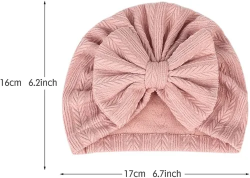 Vista 7 de Turbante para bebé recién nacido con lazo, turbante para recién nacido, niñas y niños, sombrero de hospital para fotos de 3 a 6 meses, Beige