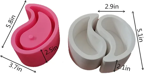 Vista 2 de Moldes para macetas de hormigón, macetas suculentas, moldes de silicona, símbolos de Tai Chi, moldes de cemento de arcilla para bonsái con orificio