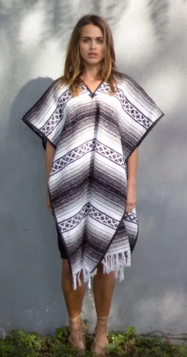 Vista 8 de Del Mex Poncho clásico de manta mexicana