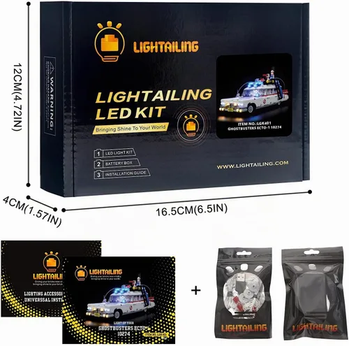 Vista 3 de Lightailing Juego de luces para modelo de bloques de construcción (ECTO-1) - Kit de luz LED compatible con Lego 10274 (no incluye el modelo)