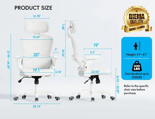 Vista 2 de TRALT Silla de Oficina – Silla de Oficina Ergonómica con Soporte para la Espalda, Silla de Computadora - Sillas de Escritorio para Oficina en Casa