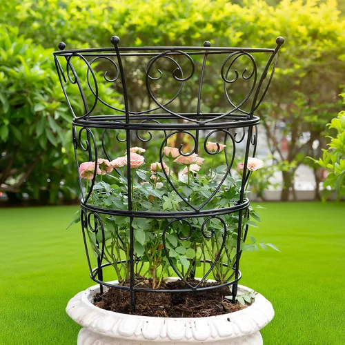 Vista 9 de Soportes de peonía para plantas de exterior, estacas de dalia de 18.5 x 22.9 pulgadas Negro