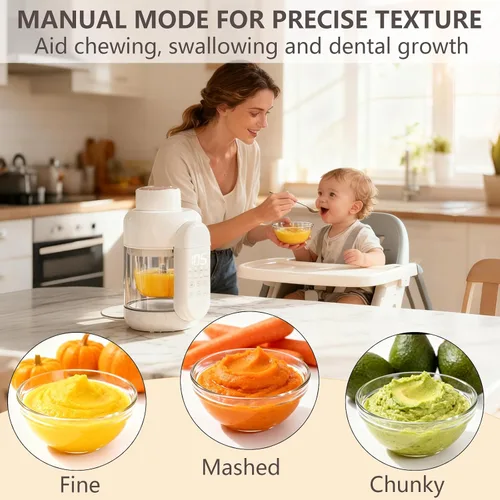 Vista 7 de Máquina de alimentos para bebés, vaporizador y licuadora de vidrio para bebés, procesador de alimentos no plástico, 10 onzas, máquina de puré de un