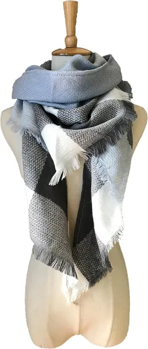 Vista 23 de Wander Agio - Bufanda envolvente con diseño a cuadros o triangular para mujer, cálida y larga, de punto, sensación de cachemira, chal
