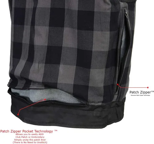 Vista 3 de Milwaukee Leather MDM3025 - Chaleco de motociclista con revestimiento encerado negro para hombre, estilo club, con cuello de camisa y cuello