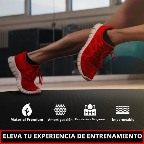 Vista 8 de Tapete para caminadora, 7'x3'/6'x3'/6'x2.5'/5.6'x2'/4'x2', 6mm de grosor, alfombrilla de equipo de ejercicio para gimnasio para piso de madera negro