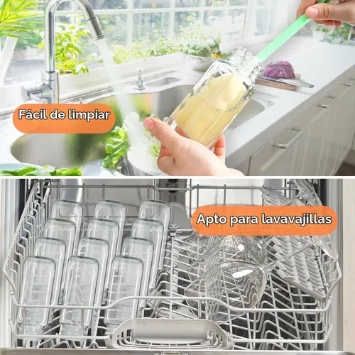 Vista 6 de STARSIDE - Botellas de vidrio para jugo de 8 onzas con tapas, paquete de 12 - Frascos reutilizables cuadrados para exprimir, leche, kombucha