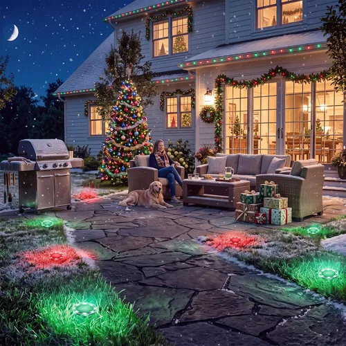 Vista 6 de Peasur Luces solares de suelo para exteriores, paquete de 24 luces planas de disco con energía solar, IP68 impermeable, antioxidante, iluminación
