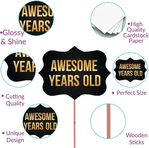 Vista 4 de Juego de 29 piezas de accesorios para cabina de fotos de cumpleaños con divertida corona, sombreros, barba y cara feliz, bigote para niños, cabina