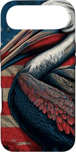 Vista 27 de Funda para iPhone 16 Pelican Bird Patriotic Vintage American Flag Pelícano