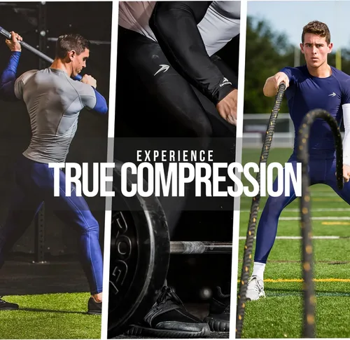 Vista 4 de CompressionZ Pantalones de compresión para hombre, para entrenamiento, deportes Leggings de capa base para correr