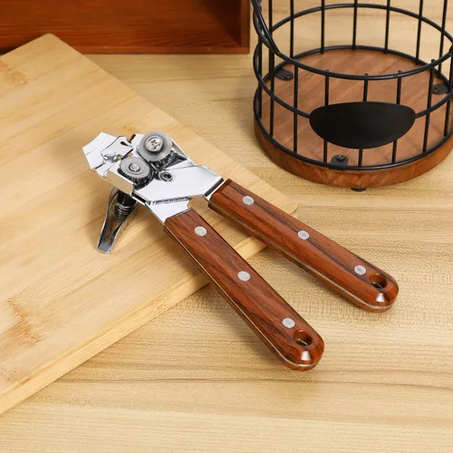 Vista 9 de BESTonZON Abrelatas manual con mango de secoya y herramienta de tapa para barra de cocina y uso doméstico, agarre cómodo, fácil giro 7.87 x 2.16 x