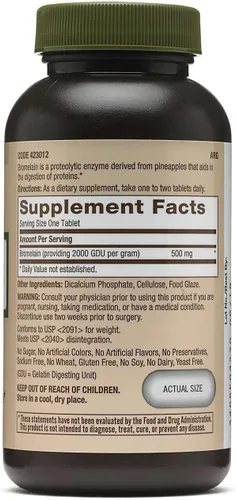 Vista 2 de GNC Bromelina de marca natural 500 mg, 60 porciones