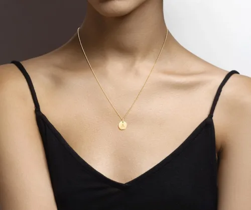 Vista 4 de Miabella 925 Sterling Silver or 18K Yellow Gold Over Silver Round Initial Pendant Necklace for Women 18 to 20 Inch Chain, Dainty Letter Necklace