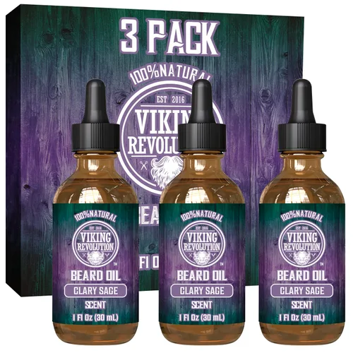 Vista 13 de Viking Revolution Aceite de barba de ron de bahía para hombres, suavizante y acondicionador natural con aceites de argán y jojoba para fortalecer e