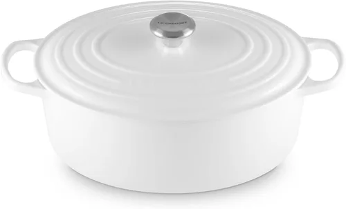 Vista 30 de Le Creuset - Olla holandés redonda con tapa de cocina, hecha de hierro fundido esmaltado, 6.75 cuartos de galón, color alcachofa, colección signature