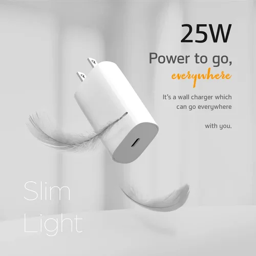 Vista 3 de SOLUM 25W USB C Slim Charger Block Lightening Fast Wall Charging Adapter Single Port Plug Compatible con iPhone 16 15 14 13 12, Samsung S25 S24 S23