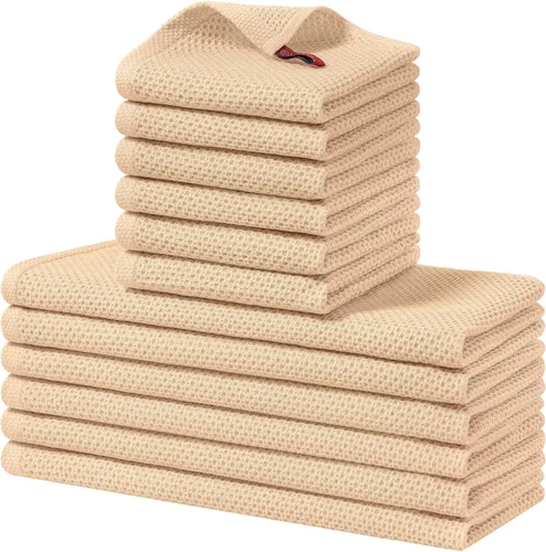 Vista 100 de Homaxy Juego de toallas y paños de cocina 100% algodón, 30 x 30 centímetros y 33 x 71 centímetros, juego de 8 toallas de cocina ultra suaves