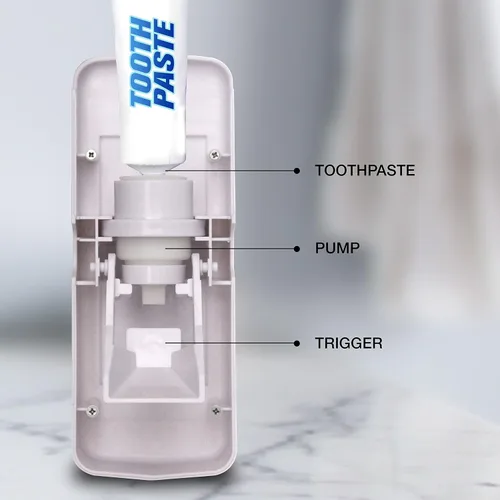 Vista 3 de Allstar Innovations - Presione 2 pasta - Dispensador automático de pasta de dientes manos libres y soporte para cepillos de dientes