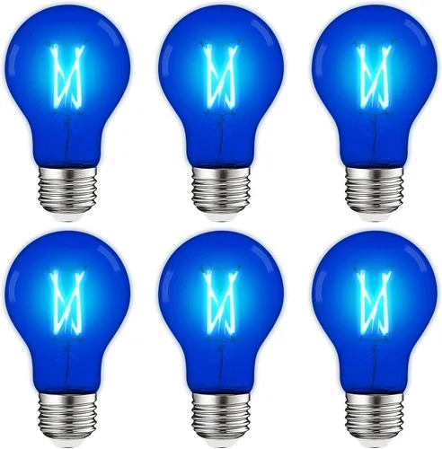 Vista 17 de LUXRITE Bombilla LED A19 Edison verde, 4.5 W (equivalente a 60 W), filamento de vidrio de color, certificación UL, base estándar E26