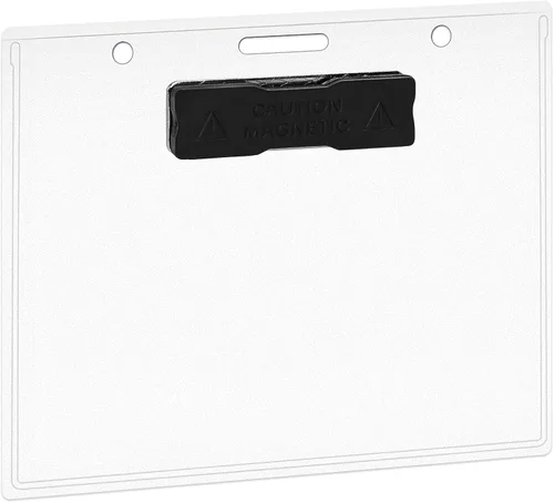 Vista 2 de Amazon Basics Soporte magnético horizontal para tarjetas de nombre, paquete de 100, transparente