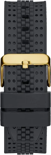 Vista 3 de GUESS Reloj para hombre de 1.811in, correa gris, esfera negra, tono dorado, Gris