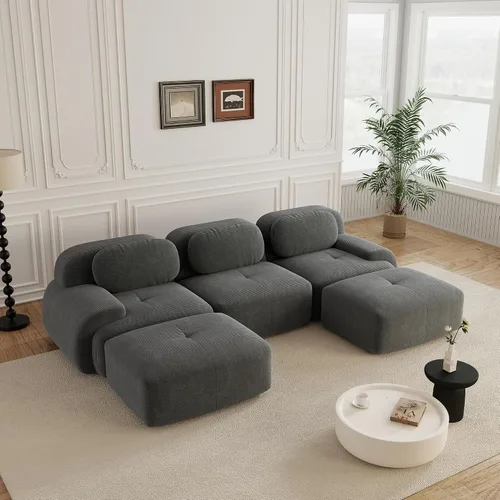 Vista 76 de Sofás modulares sin hueso de 152.8 pulgadas para sala de estar, sofá modular con diván en forma de L, cómodo asiento profundo tapizado de tela