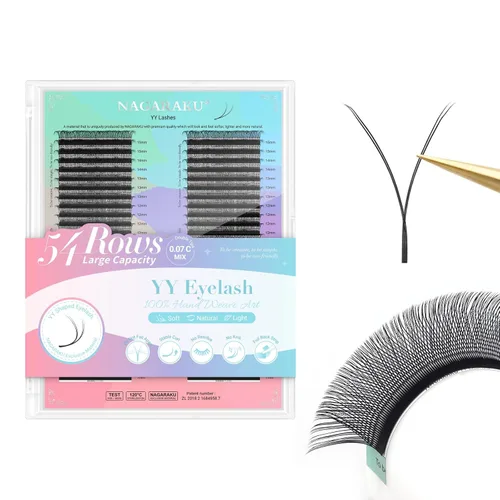 Vista 132 de NAGARAKU YY - Extensiones de pestañas, suministros Y, Lash 4D, Easy Fan, pestañas cruzadas de volumen ruso, pestañas YY, tejidas a mano, malla