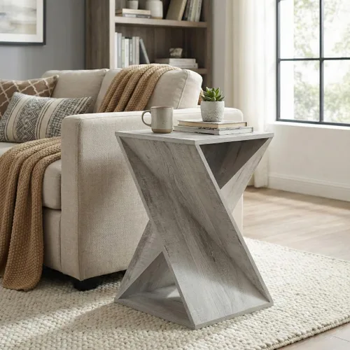 Vista 5 de Moderna mesa auxiliar trenzada única en su tipo, mesa auxiliar de granja, granja, sala de estar, mesa decorativa de dormitorio, diseño