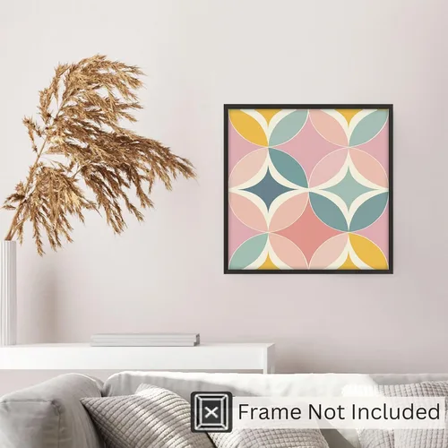 Vista 5 de Ethan Taylor Abstract Wall Art Prints Unframed Square Posters 'Retro 70s Hippie Pattern IV' Retro Home Décor for Living Room, Bedroom, Office, 18 in