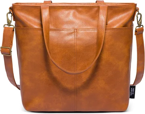 Vista 2 de Simple Modern Bolso de mano de piel vegana para mujer Bolso grande de trabajo para portátil con cremallera superior para viajes, escuela, profesora