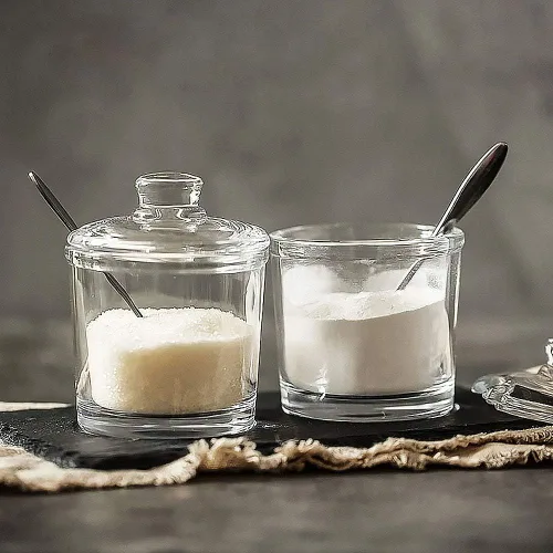 Vista 3 de Vencer Azucarero de vidrio transparente con tapa y cuchara de acero inoxidable para servir azúcar, 6.3 onzas (6.1 fl oz), recipiente de azúcar