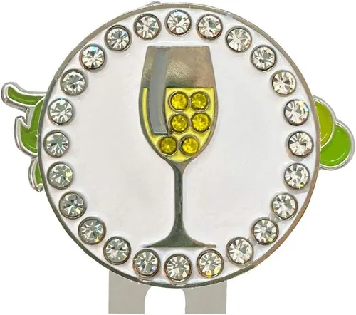 Vista 9 de Giggle Golf Happy Hour Bling Golf Ball Marker with Hat Clip.