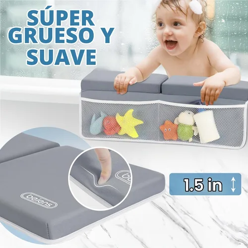 Vista 3 de beiens Juego de rodilleras de baño y coderas - Almohadillas de rodillas de baño gruesas y cómodas de 1.5' para bebé, almohadilla de rodillas suave