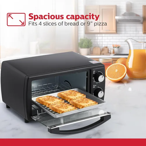 Vista 2 de Holstein Housewares Horno Tostador de Mostrador de 4 Rebanadas con Temporizador de 60 Minutos Incluye Bandeja y Rejilla de Alambre, Perfecto