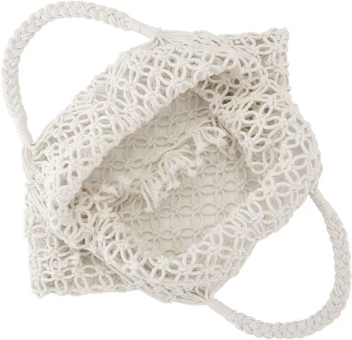 Vista 3 de Ayliss Bolsa de paja hecha a mano para viajes, playa, pesca, red, compras, bolsa de hombro tejida para mujer
