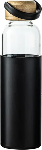 Vista 12 de Botella de agua de vidrio de borosilicato de 21 onzas con funda antideslizante y tapa a prueba de fugas - Botella de bebida reutilizable para 2