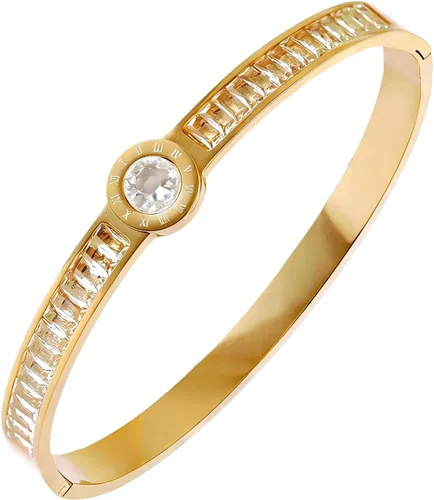 Vista 16 de Colección de Pulseras Brazalete de Acero Inoxidable 316L Chapado en Oro de 18K - 12 Diseños Únicos + Cadena de Acero de Titanio con Acento