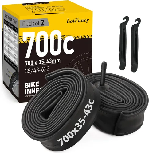 Vista 9 de LotFancy Tubos de bicicleta 700C, 2 tubos de bicicleta de carretera 700x35/43c, 700x35C, 700x38C, 700x40C, 700x42C, 700x43C, tubos de neumáticos