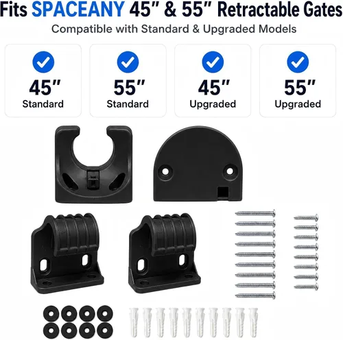 Vista 3 de SPACEANY Kit de piezas de repuesto retráctil para puerta de bebé, accesorios oficiales para puertas de seguridad SPACEANY - Incluye montaje de Negro