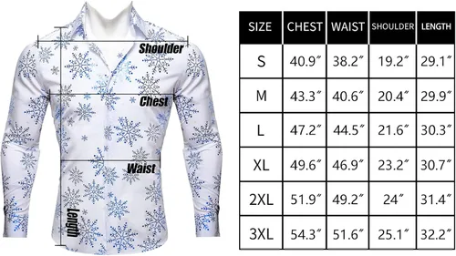 Vista 5 de YOHOWA Men's Cotton Shirt Solid Color Snow Long Sleeve Button Down Dress Shirts Party