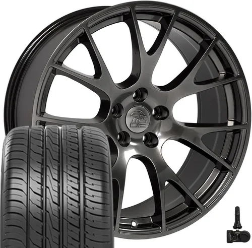 Vista 7 de OE Wheels DG15 20x9 Juego (4) neumáticos negros 5x115 y Ironman y TPMS