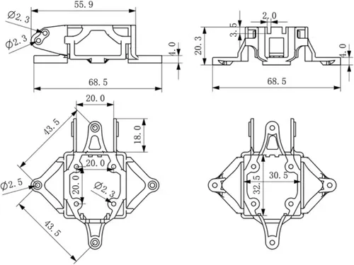 Vista 2 de Usmile Happymodel Mobula8 - Soporte de montaje para cámara DJI O3 Air Unit y Vista Module FPV Racing Drone Quadcopter Frame