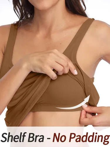 Vista 94 de V FOR CITY Camiseta sin mangas de algodón para mujer con brasier de estante ajustable con correa ancha y tirantes básicos