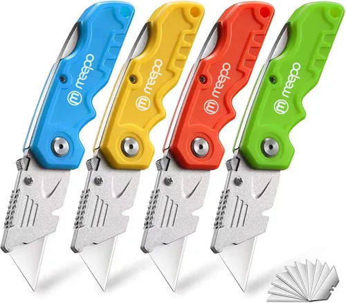 Vista 9 de M MEEPO 2-Pack Box Cutter, Heavy Duty Folding Utility Knife, with 50 Blades